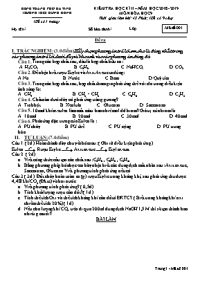 Bộ đề kiểm tra học kỳ II môn Hóa học Lớp 9 - Năm học 2018-2019 - Trường THCS Hưng Đông (Có đáp án)
